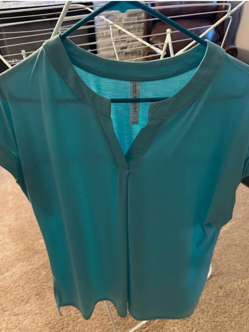 Ladies Dear Scarlett Lizzy Short Sleeve Top- Mint- Large